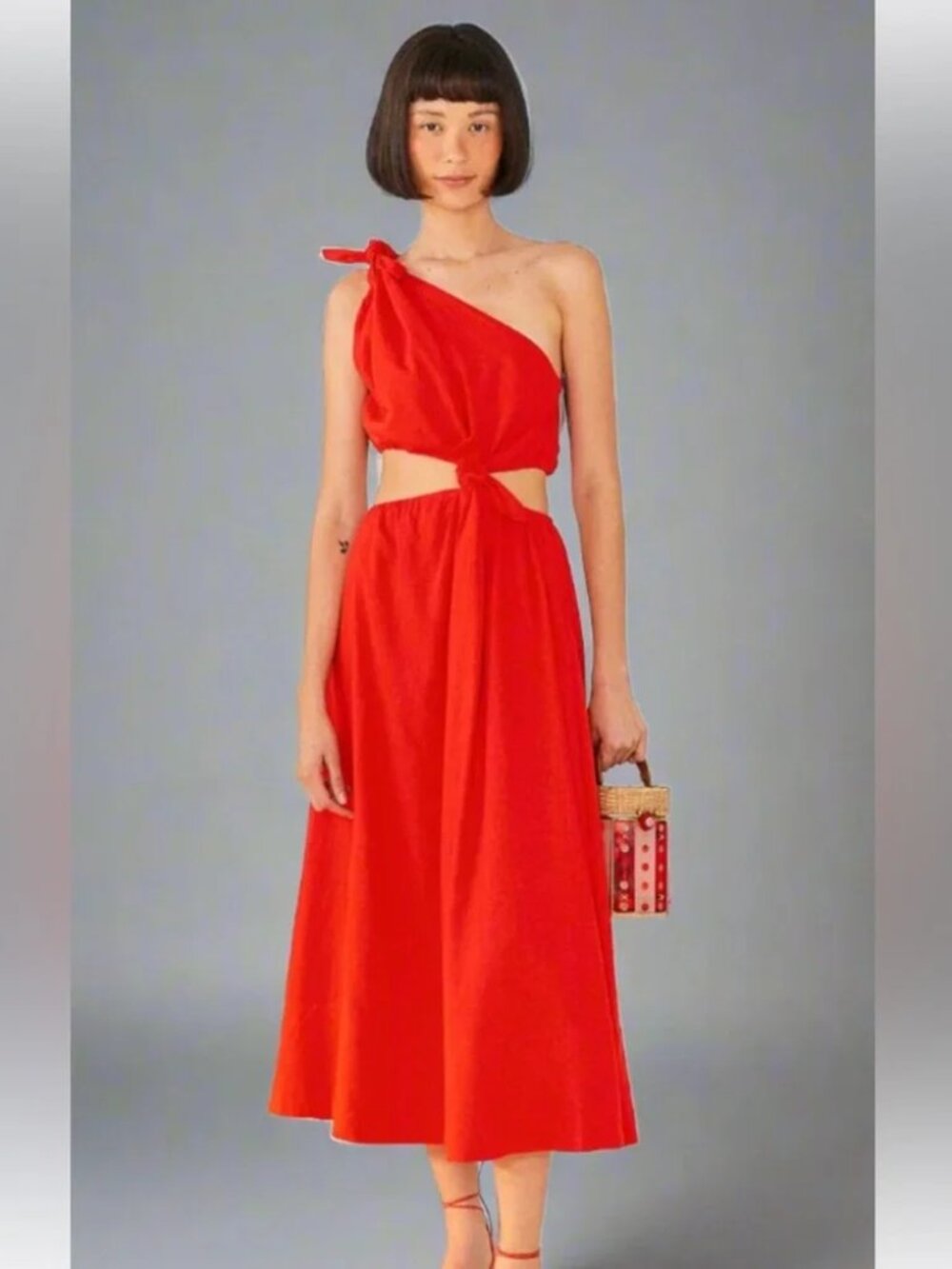 FARM Rio Red Knot Midi Dress